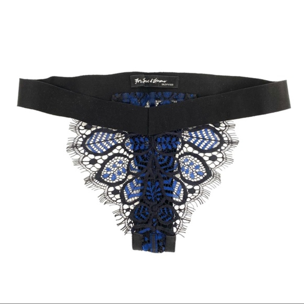 For Love and Lemons Navy Blue Black Lace Panty Underwear Lingerie